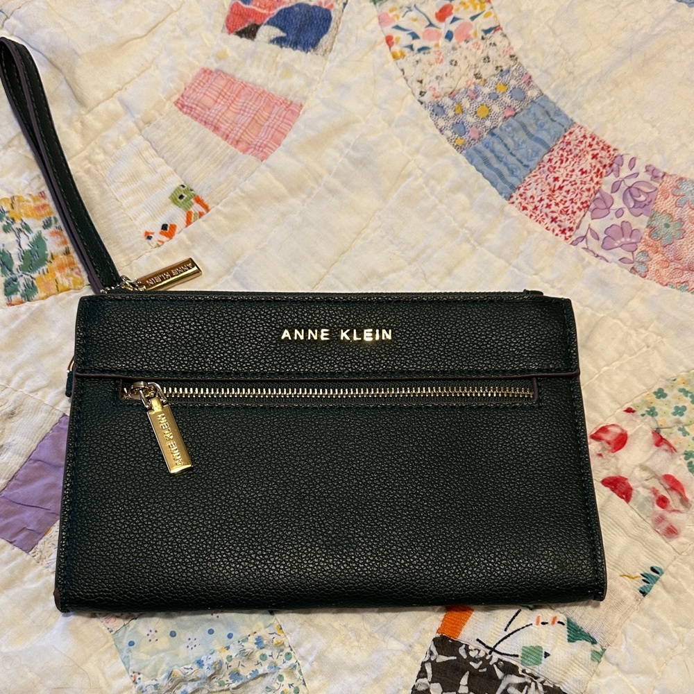 Anne Klein Dark Green Wristlet Clutch